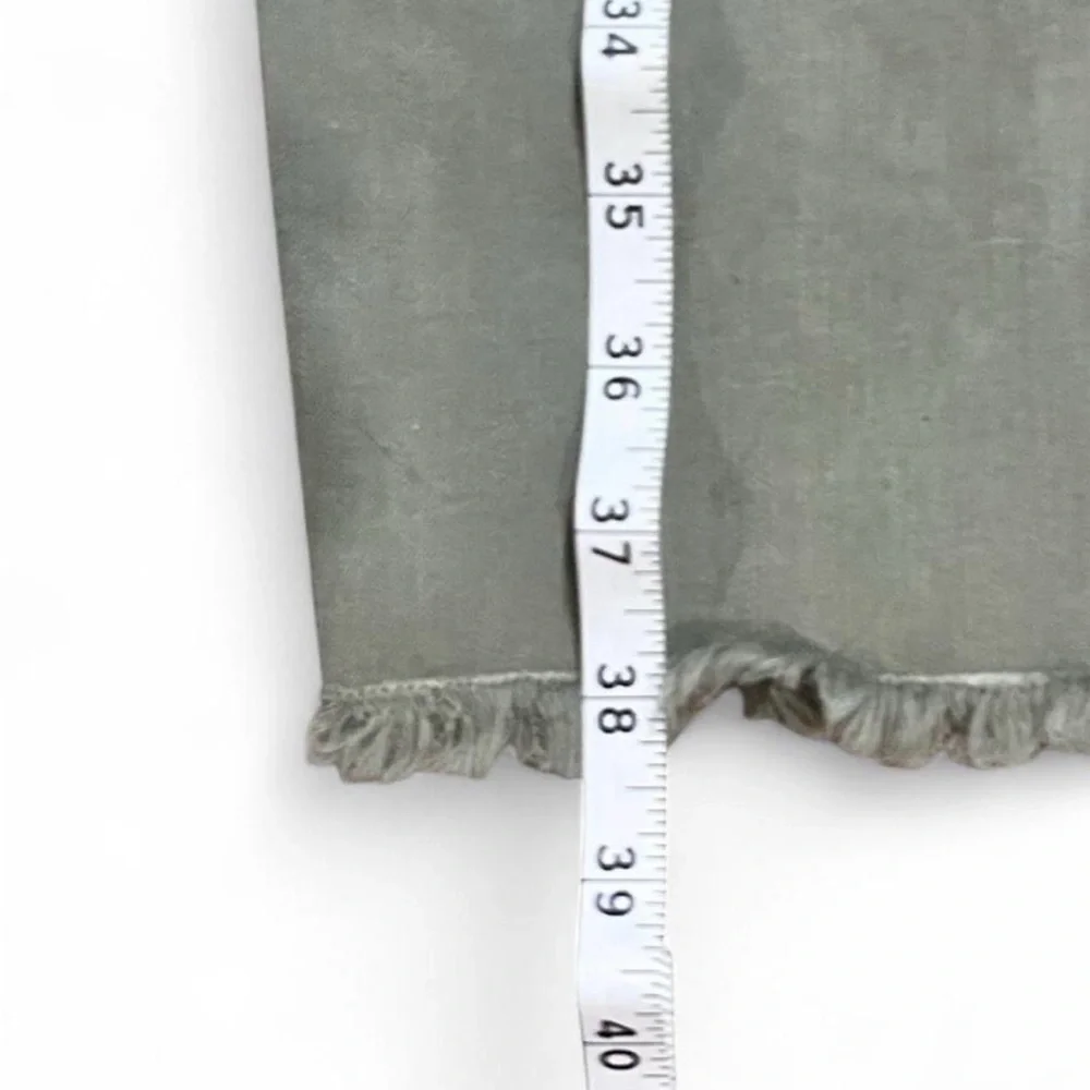 LOFT Women's Light Green High Rise Cropped Fringe Skinny Jeans Spring - Picture 5 of 6